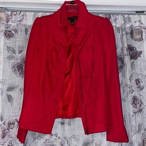 Womens INC red ruffle blazer jacket